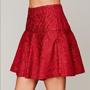Free People Red Leopard Skirt